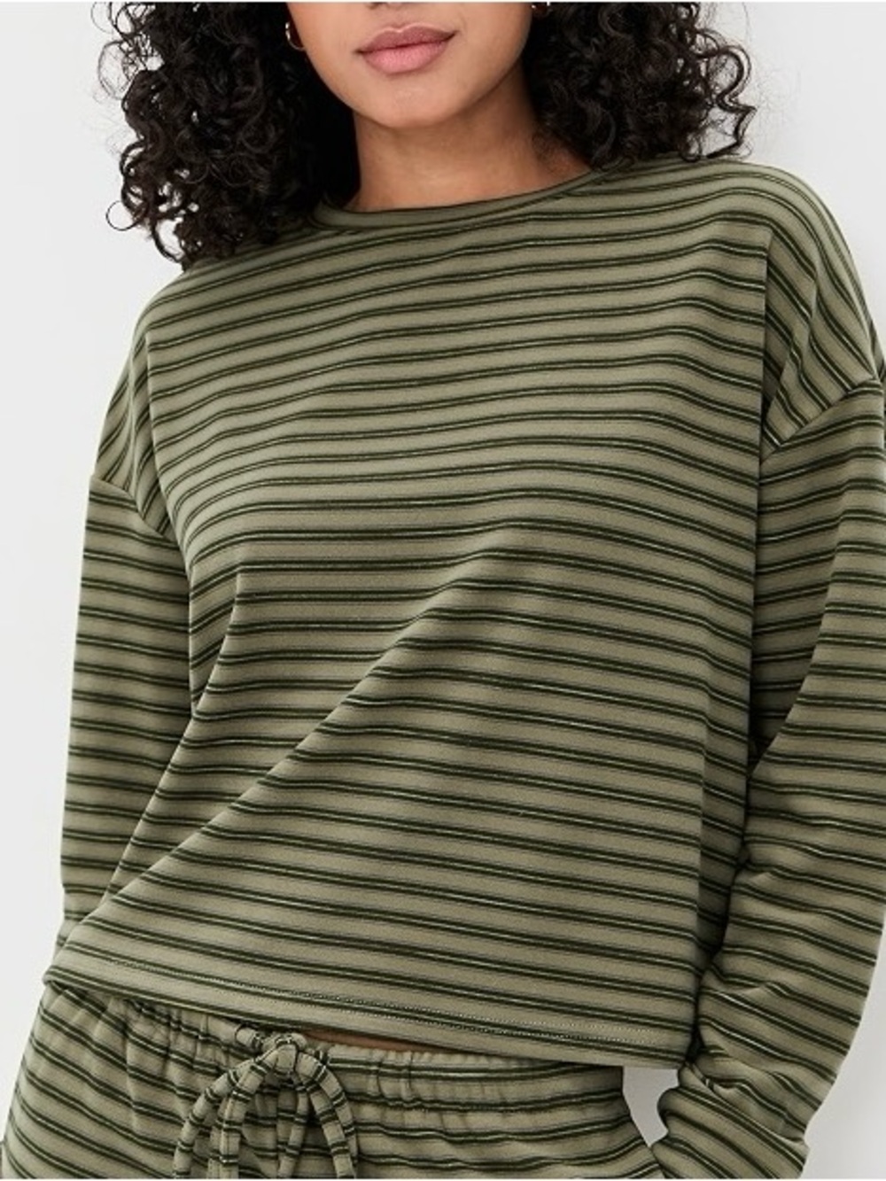 Bailey Rose Striped Olive Crewneck Top